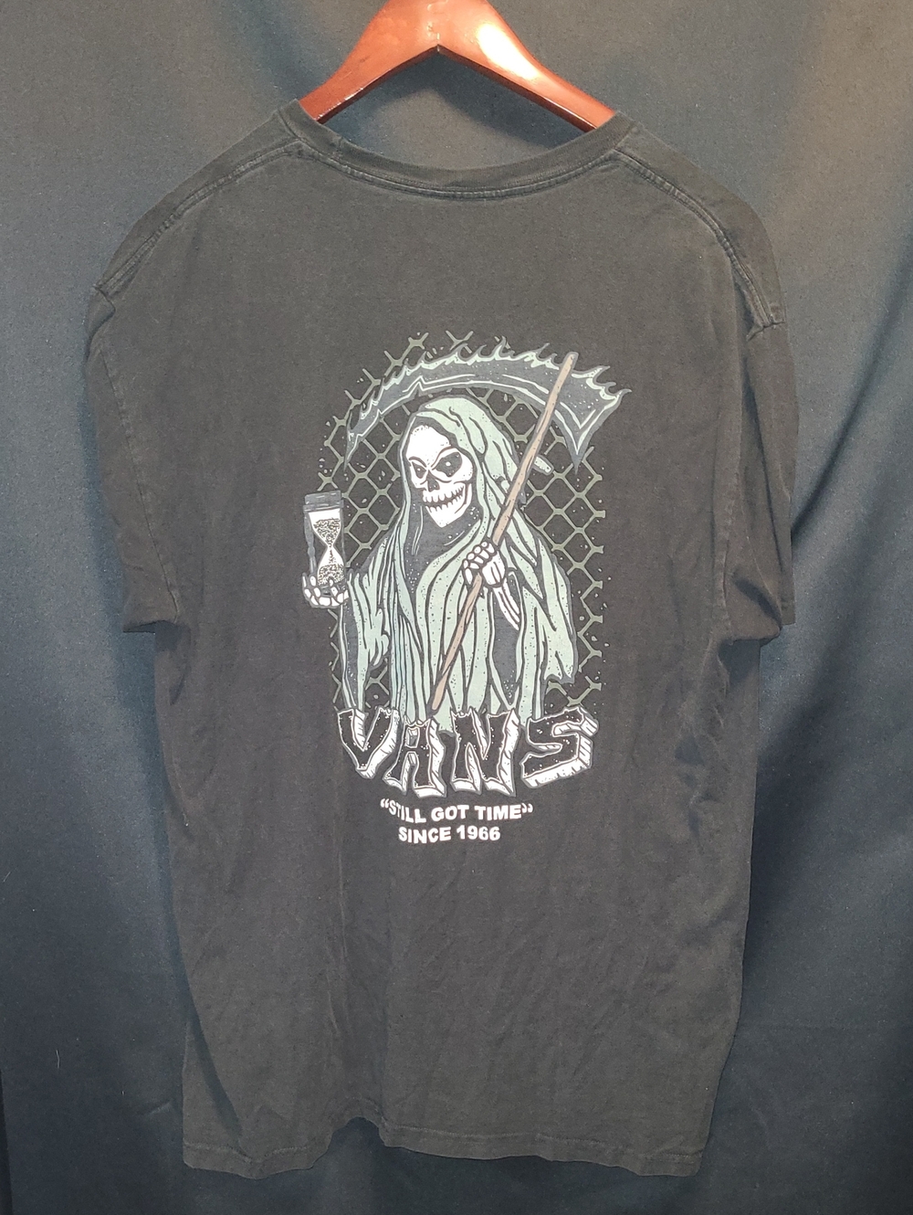 Vans Black Graphic Tee with Grim Reaper Print SIZE XL